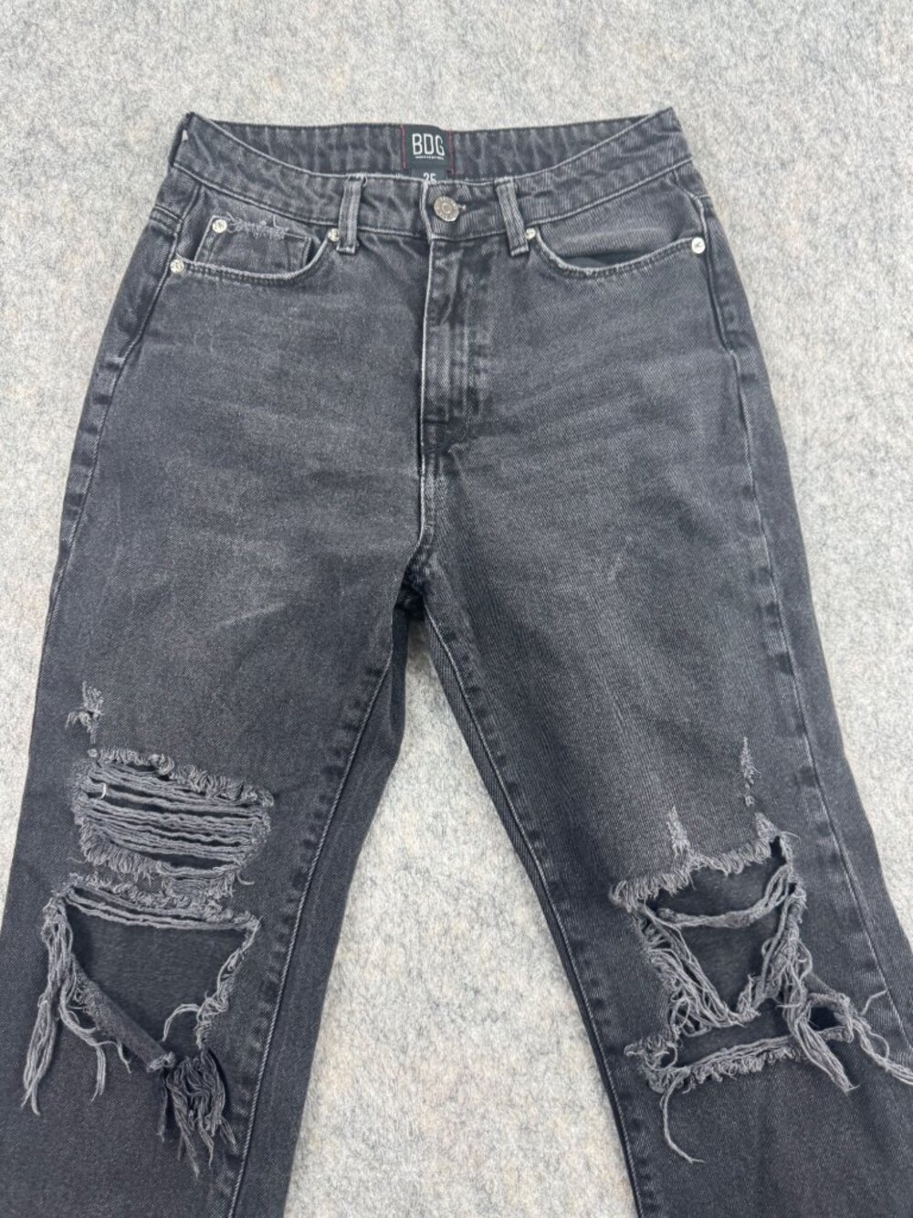BDG Womens Black Jeans Crop Flare Sz 25 Wilco Distressed - Picture 3 of 13